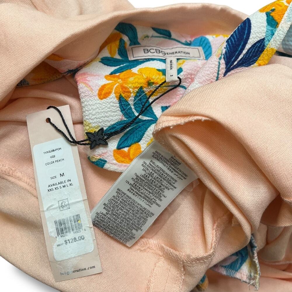 BCBGeneration linen boyfriend peach & floral blazer NEW - Picture 9 of 9